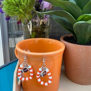 New Handmade UT Vols Orange and White Beaded Earrings